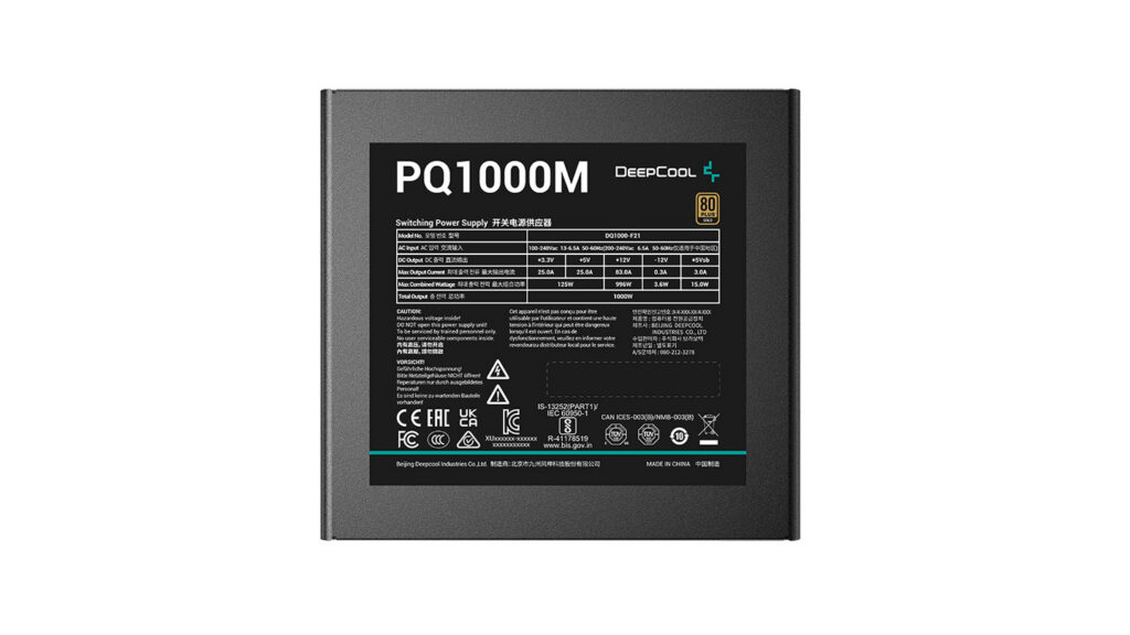 Nguồn Deepcool PQ1000M (1000W | Full-Modular | ATX | 80 Plus Gold)