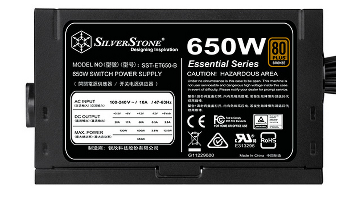 Nguồn máy tính SilverStone ET650 650W 80 Plus Bronze