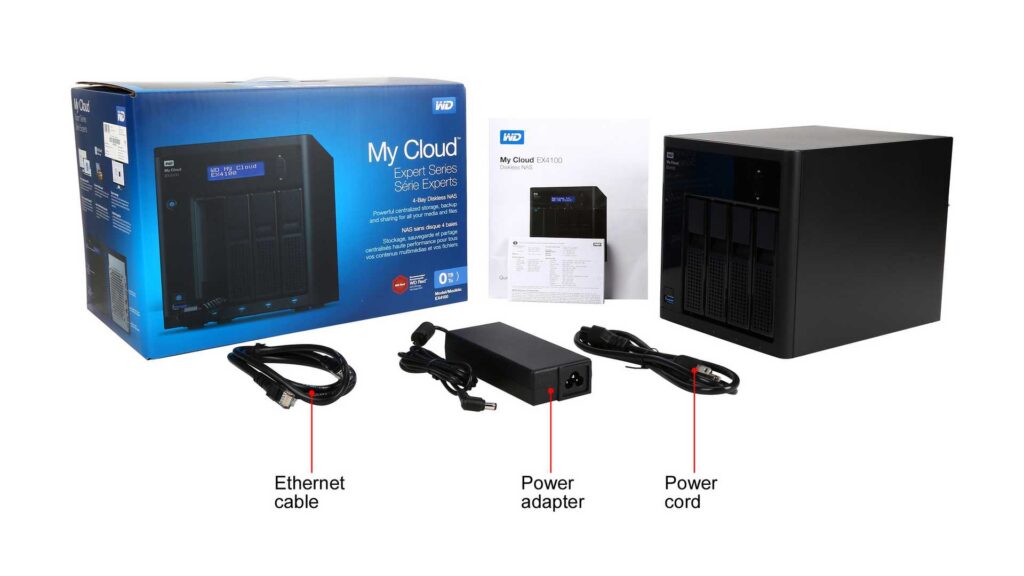 NAS WD My Cloud EX4100 0TB WDBWZE0000NBK-SESN (Dual-Core | RAM 2GB | 4 BAY 3.5" | 2 RJ45 | USB)