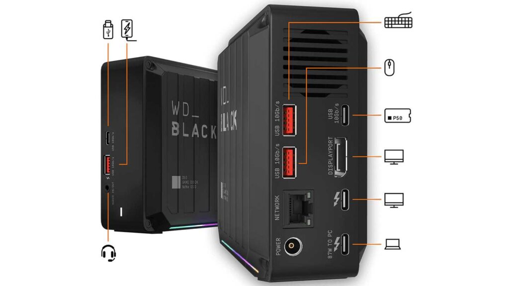 Ổ Cứng Di Động WD Black D50 Game Dock NVMe SSD 1TB (Thunderbolt | DisplayPort | WDBA3U0010BBK-SESN) 7 Ổ Cứng Di Động WD Black D50 Game Dock NVMe SSD 1TB (Thunderbolt | DisplayPort | WDBA3U0010BBK-SESN)