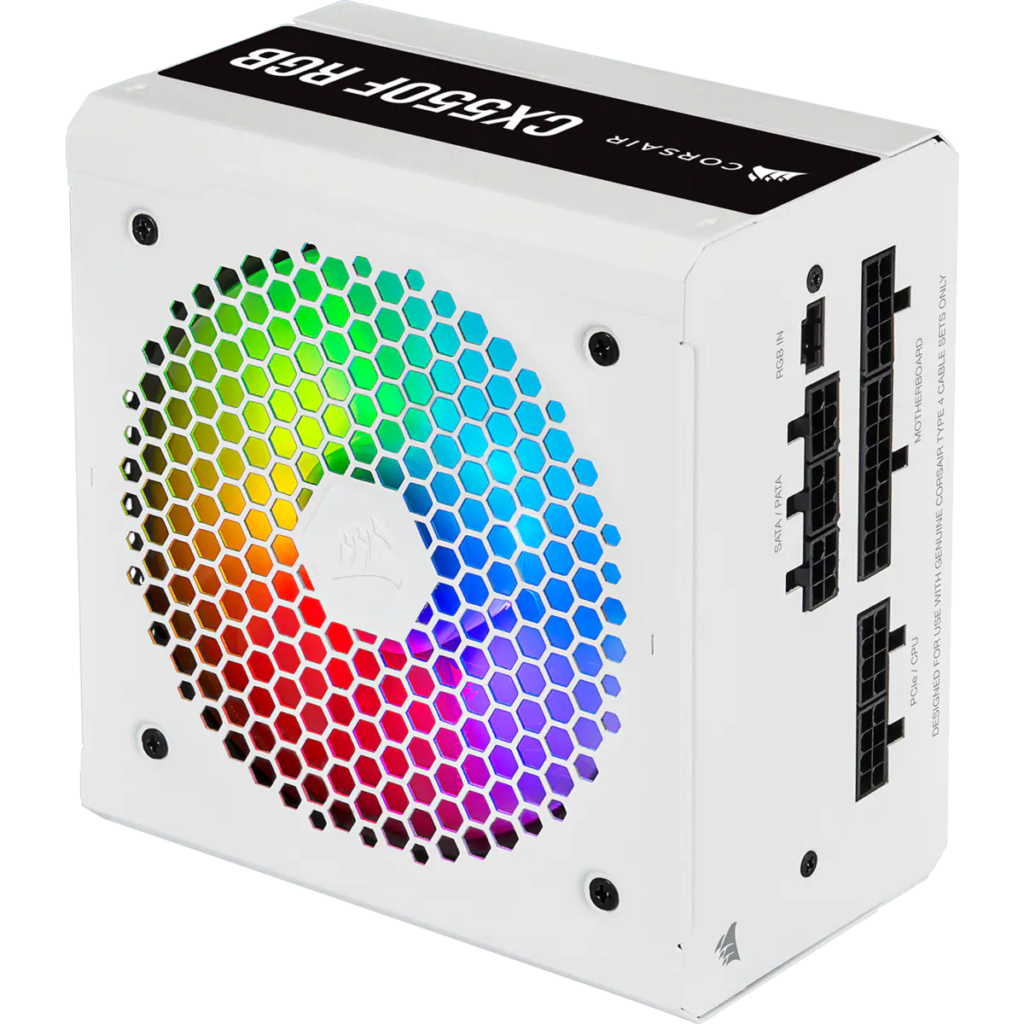 Nguồn máy tính Corsair CX550F White RGB (550W | 80 Plus Bronze | Fully Modular)