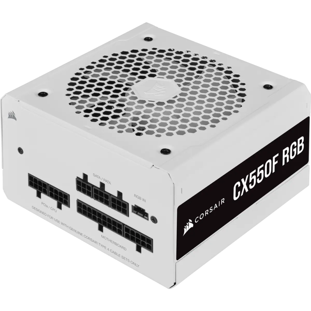 Nguồn máy tính Corsair CX550F White RGB (550W | 80 Plus Bronze | Fully Modular)