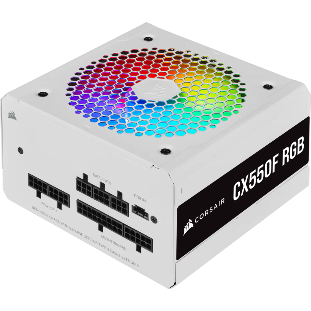 Nguồn máy tính Corsair CX550F White RGB (550W | 80 Plus Bronze | Fully Modular)