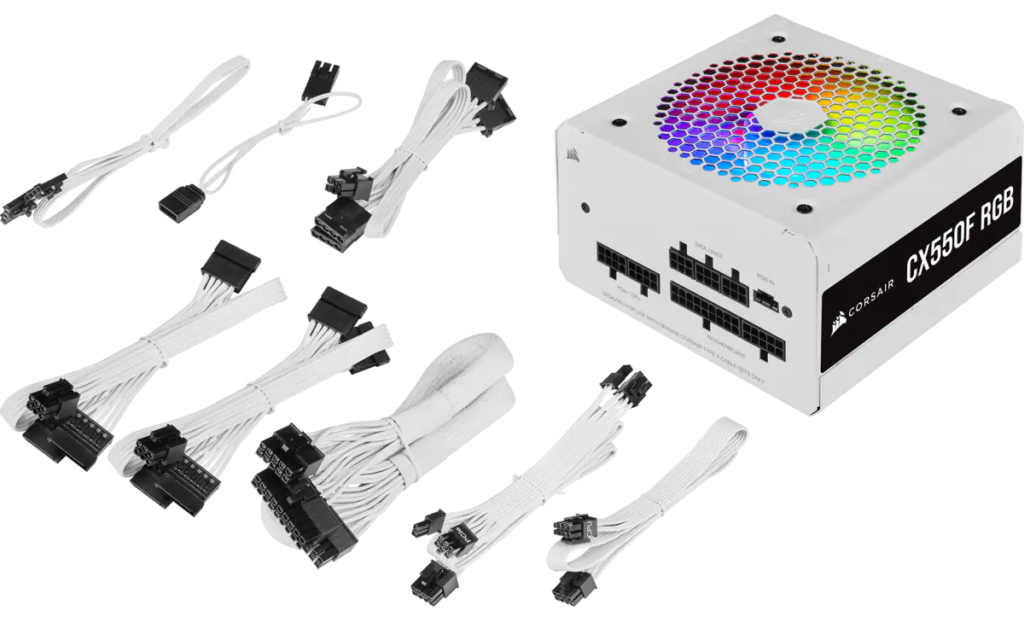 Nguồn máy tính Corsair CX550F White RGB (550W | 80 Plus Bronze | Fully Modular)
