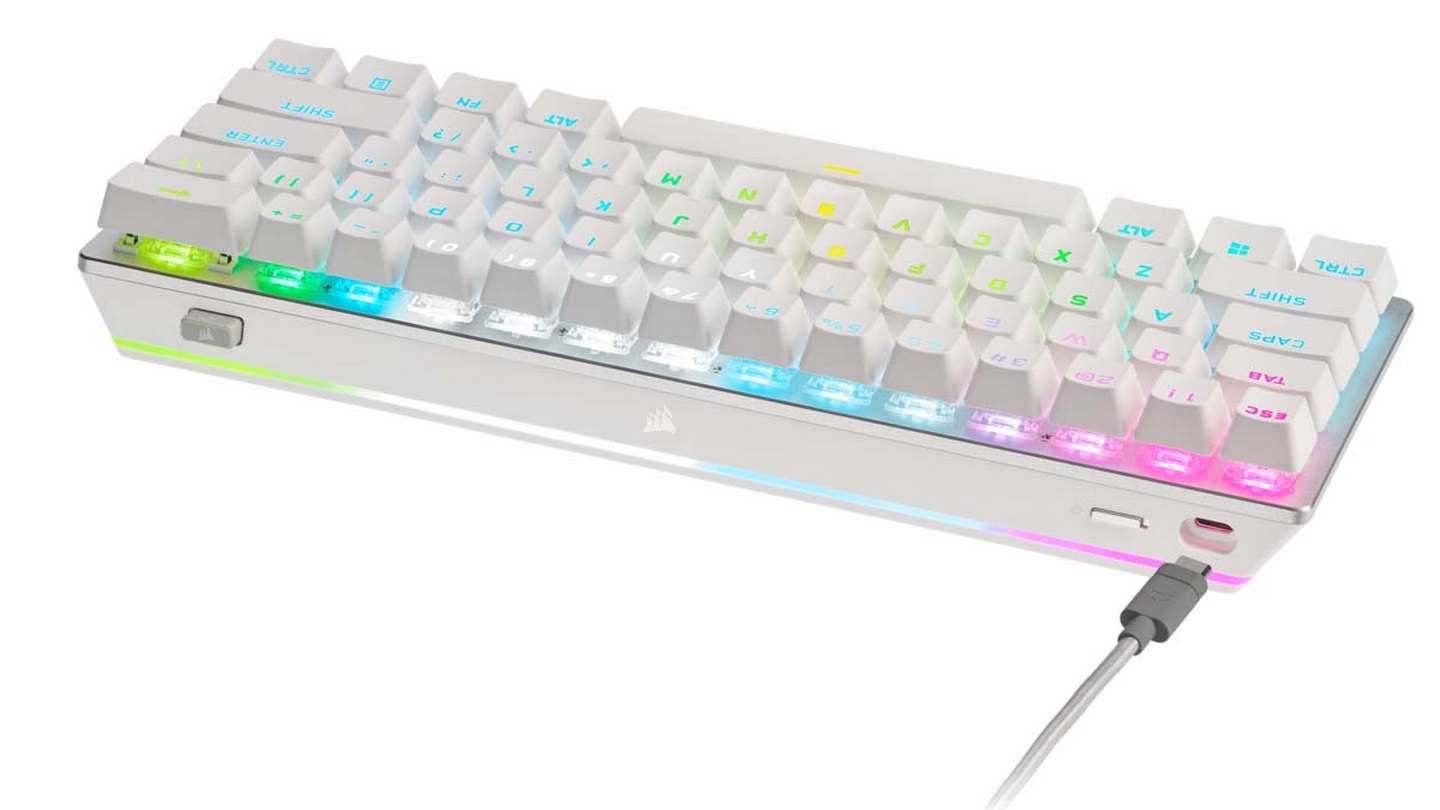 Bàn phím cơ Corsair K70 Pro Mini Wireless White – Cherry MX Speed Switch