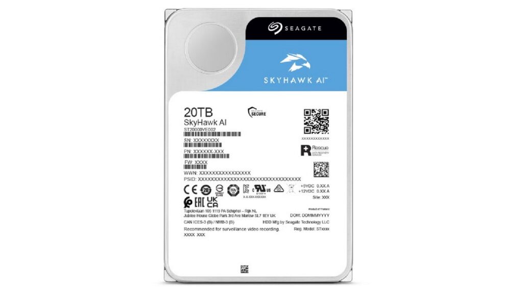 Ổ cứng HDD Seagate SkyHawk AI 20TB (3.5" | 7200RPM | 256MB Cache | ST20000VE002)