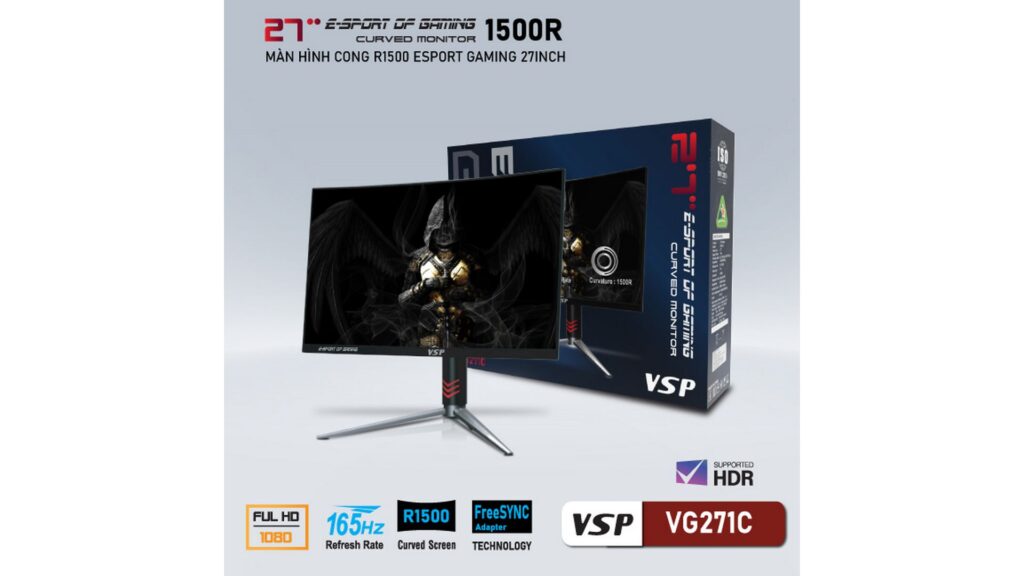 Màn hình cong VSP Esport Gaming VG271C (27inch | FHD | VA | 165Hz) 5 Màn hình cong VSP Esport Gaming VG271C (27inch | FHD | VA | 165Hz)