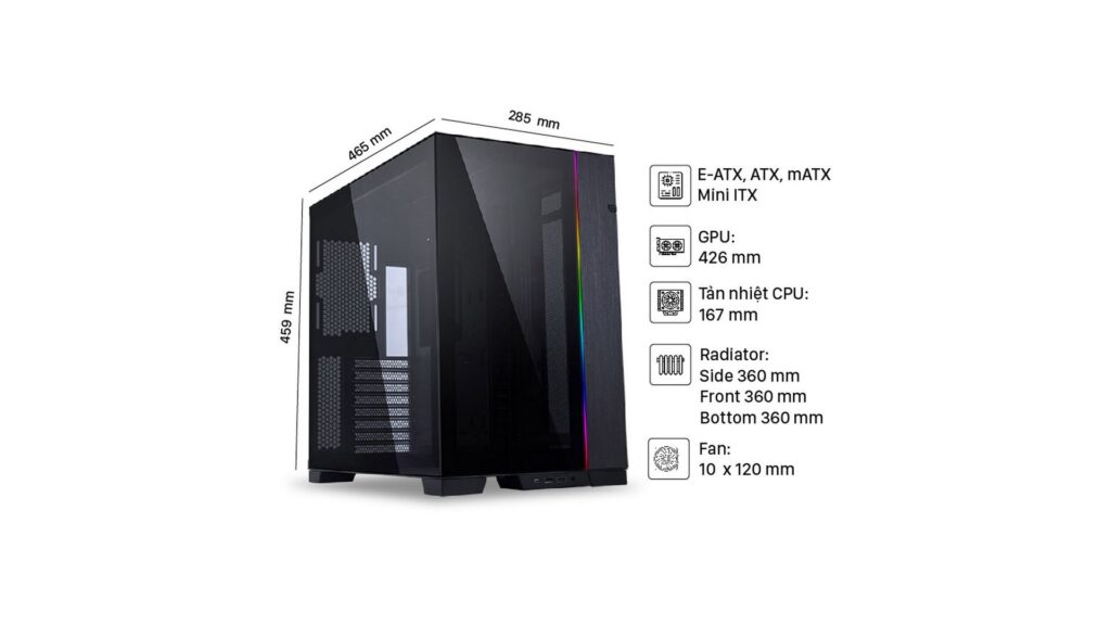 Vỏ Case Lian-Li O11 Dynamic Evo Black (Mid Tower| BLACK | O11DEW)