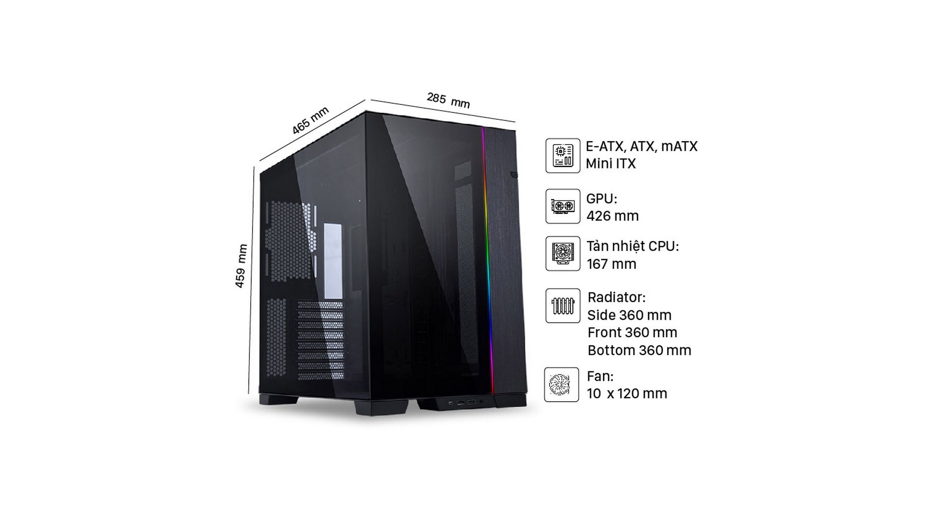 Vỏ Case Lian-Li O11 Dynamic Evo Black (Mid Tower| BLACK | O11DEW)