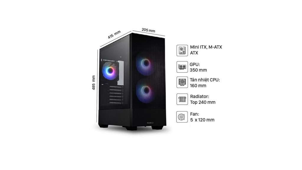 Vỏ Case Lian-Li LANCOOL 205 MESH BLACK (Mid Tower | BLACK | 3 Fan) 5 Vỏ Case Lian-Li LANCOOL 205 MESH BLACK (Mid Tower | BLACK | 3 Fan)