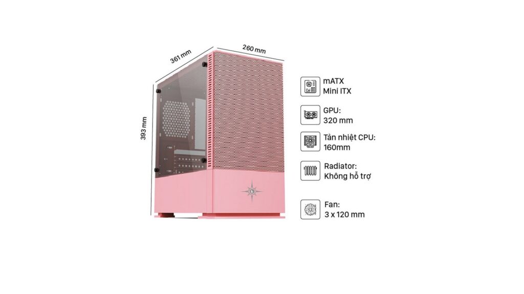 Vỏ case KENOO ESPORT G562 Pink (M-ATX | Màu Hồng) 8 Vỏ case KENOO ESPORT G562 Pink (M-ATX | Màu Hồng)