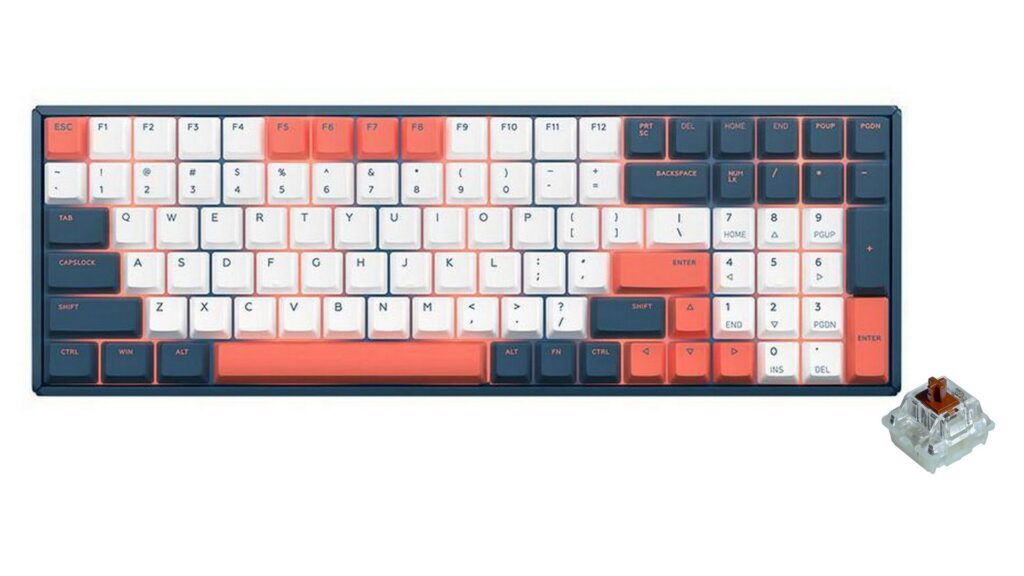 Bàn phím cơ IQUNIX F96 Coral Sea Wireless RGB Cherry Brown Switch