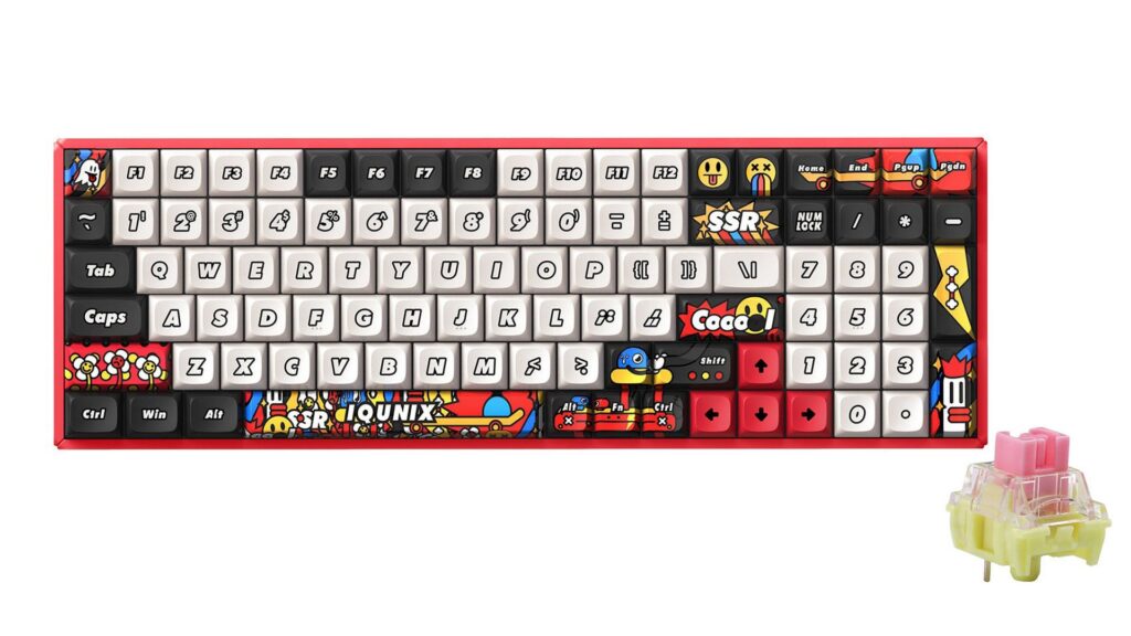 Bàn phím cơ IQUNIX F97 Graffiti Diary Wireless RGB TTC Gold Pink (Black Frame)