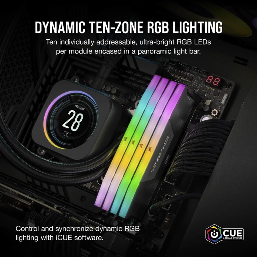 RAM Corsair Vengeance RGB 48GB (DDR5 | 2x24GB | 5200MHz | Black | CMH48GX5M2B5200C38)