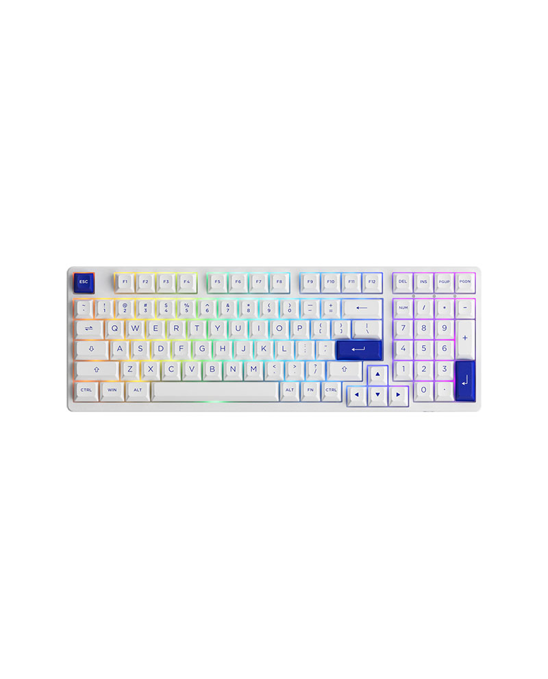 Bàn phím cơ AKKO 3098B Multi-modes Blue on White (Bluetooth 5.0 / Wireless 2.4Ghz / Hotswap / Foam tiêu âm / AKKO CS Jelly switch)