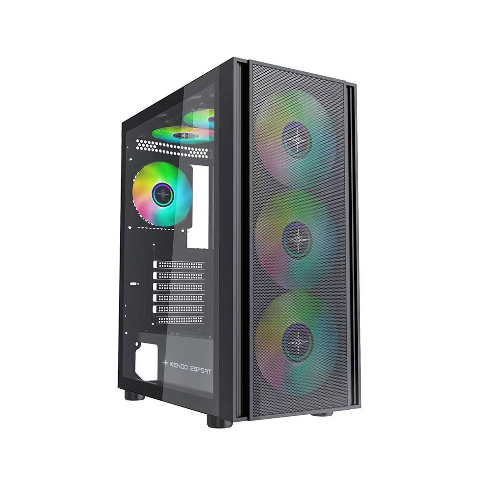 Vỏ Case Máy Tính KENOO ESPORT EM700 – 3F MESH BLACK (EATX, Màu Đen, 3 Fan RGB)