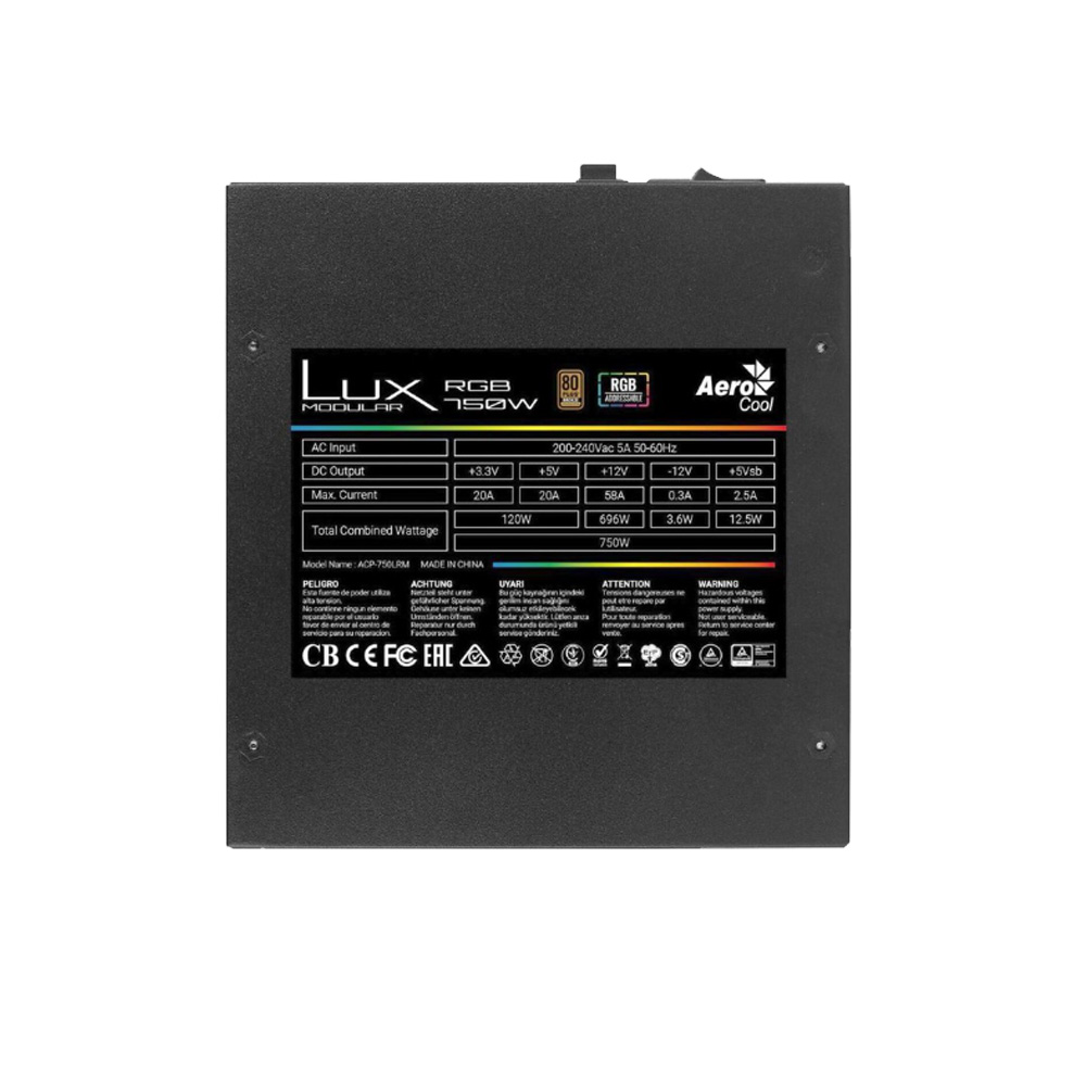Nguồn máy tính Aerocool Lux RGB 750W 80 Plus Bronze