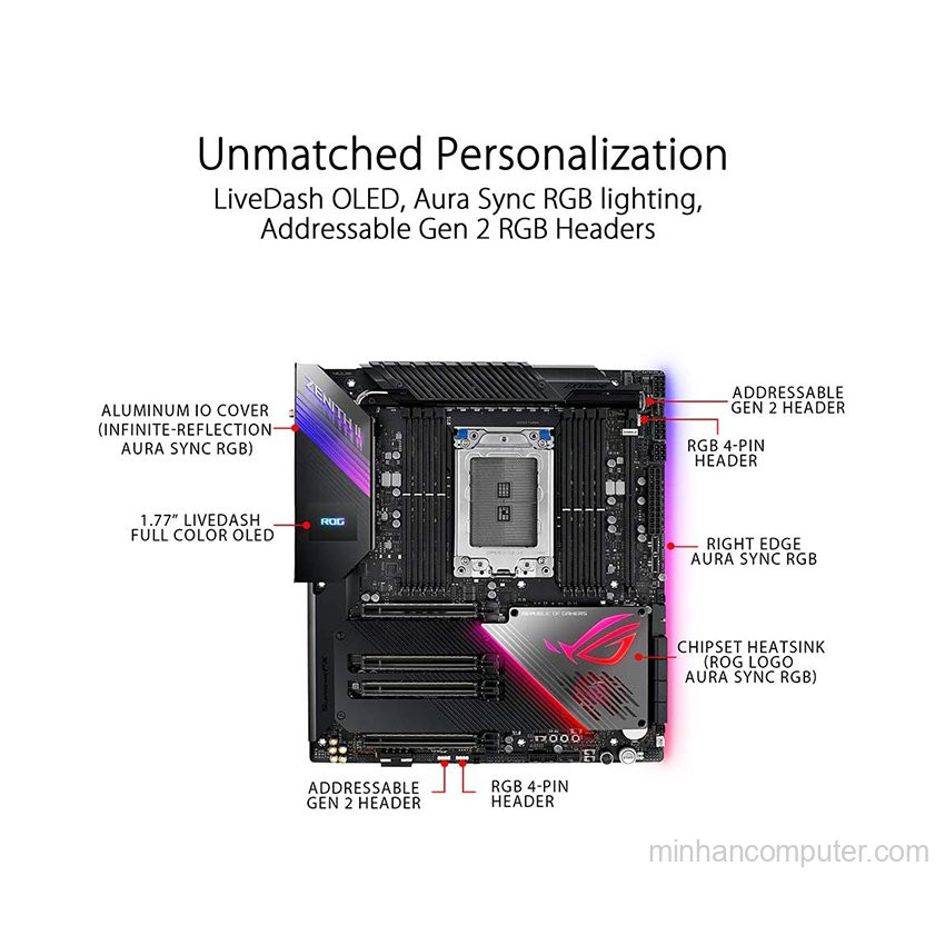 Mainboard ASUS ROG ZENITH II EXTREME TRX40 (AMD TRX40, Socket sTRX4, E-ATX, 8 khe RAM DDR4)