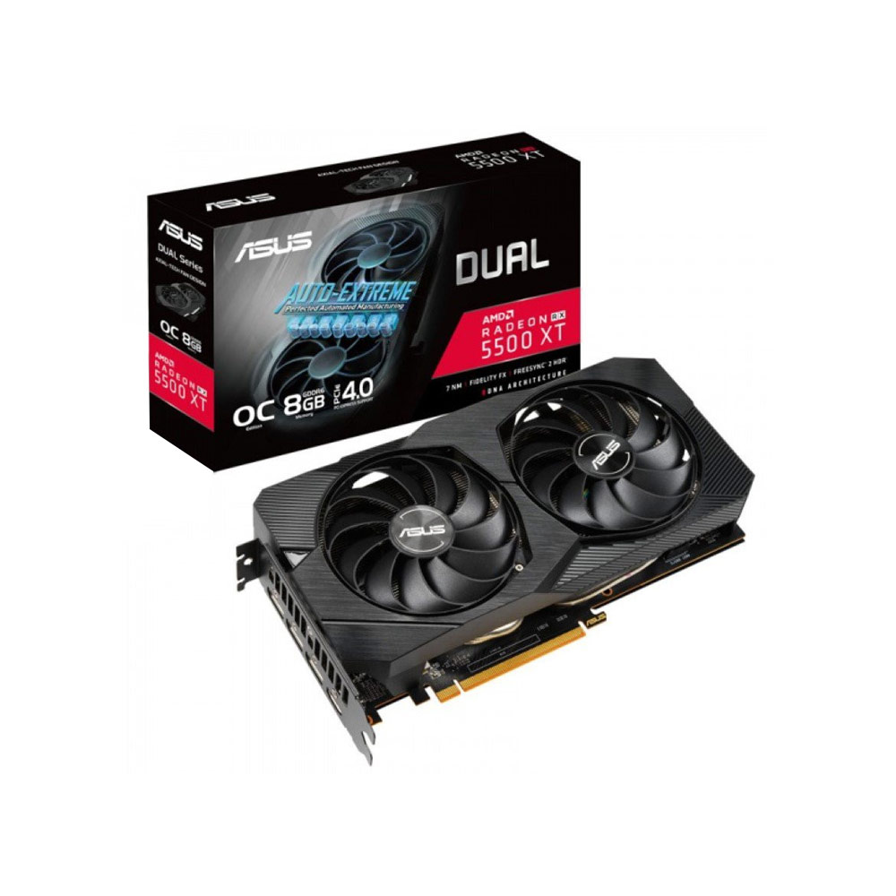Card màn hình Asus Dual Radeon RX 5500 XT OC EVO (DUAL-RX5500XT-O8G-EVO)