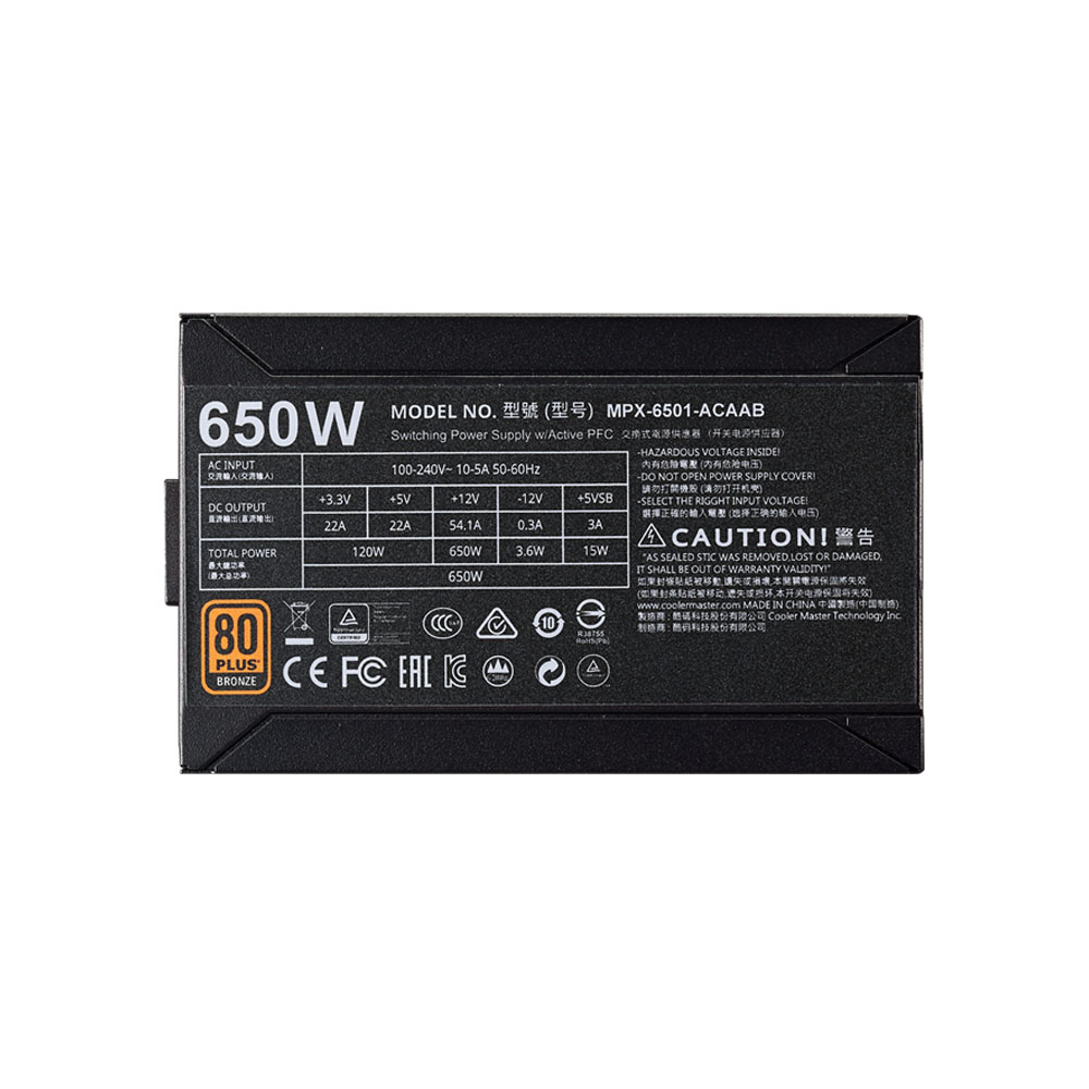Nguồn máy tính Cooler Master MWE BRONZE 650 80 Plus Bronze