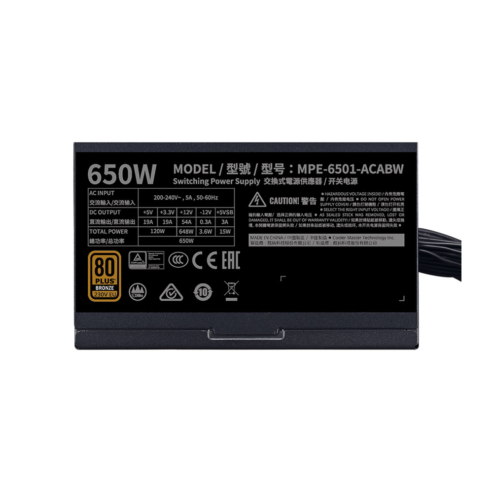 Nguồn máy tính Cooler Master MWE BRONZE 650 V2 230V 80 Plus Bronze