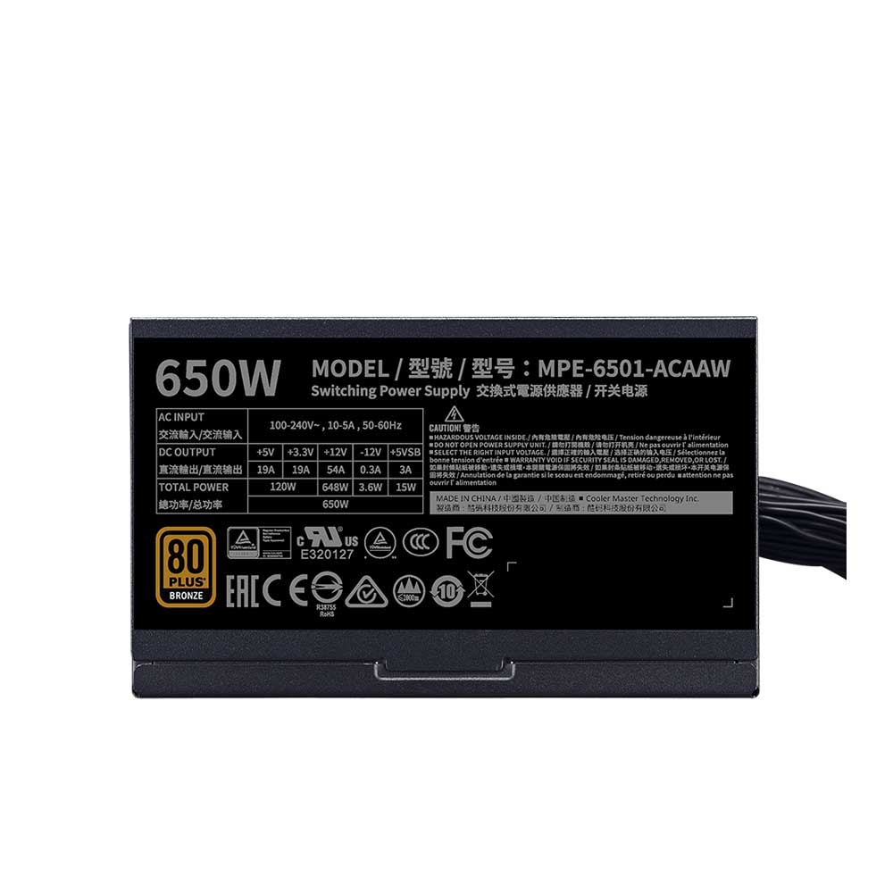 Nguồn máy tính Cooler Master MWE 650 Bronze – V2 Full Range 80 Plus Bronze
