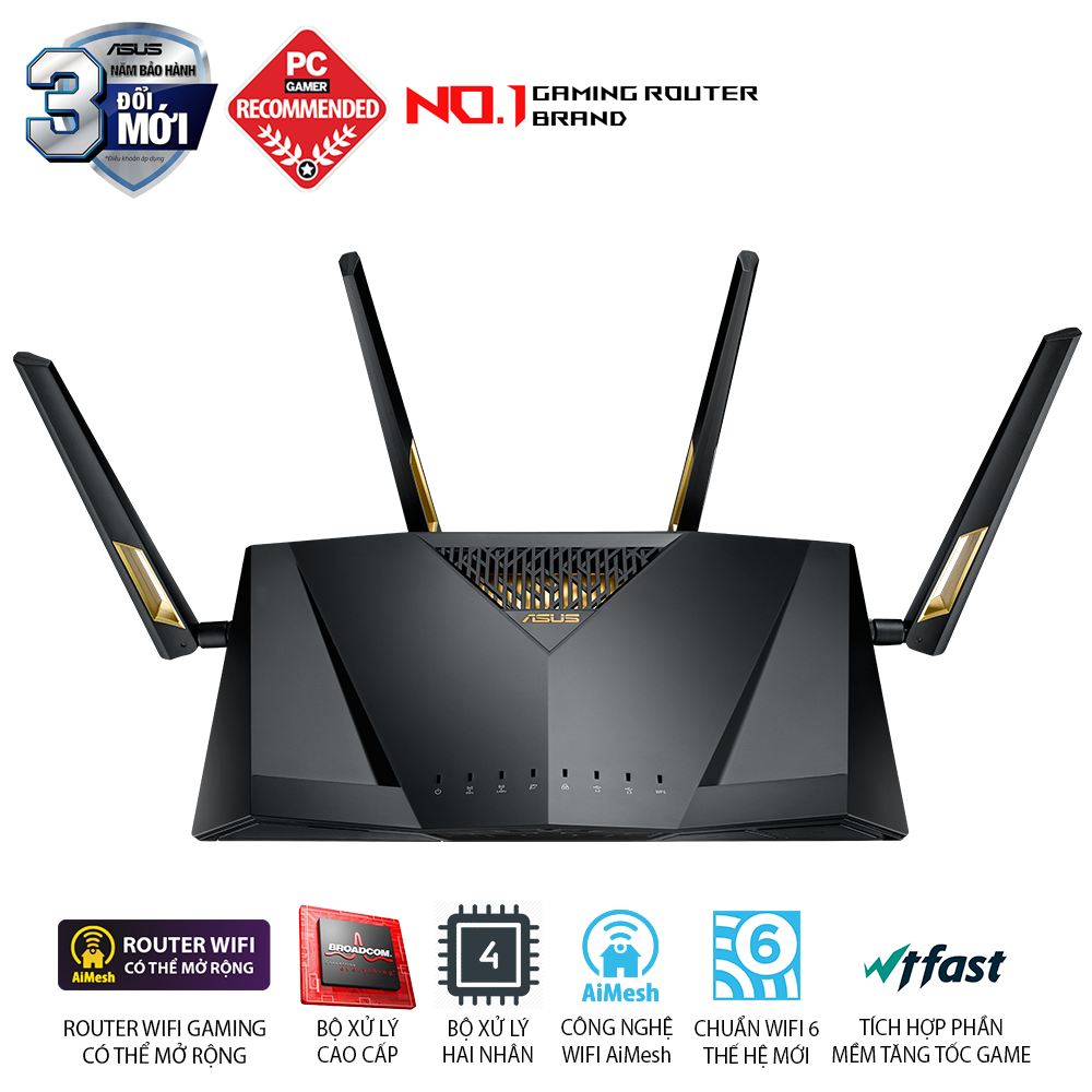 Bộ phát Wifi có thể mở rộng Asus RT-AX88U (Black)
