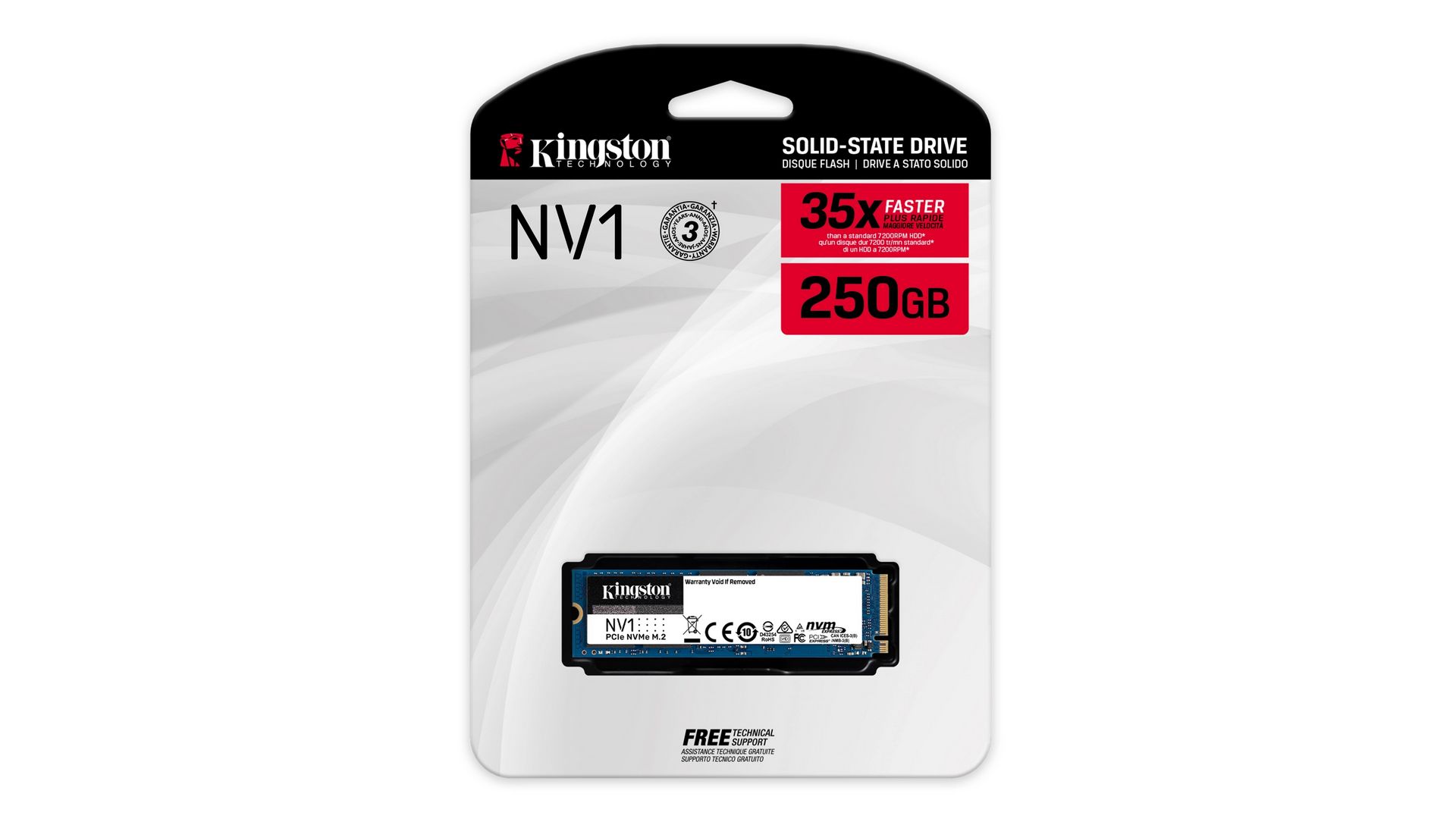 Ổ cứng SSD Kingston NV1 250GB (M.2 NVMe Gen3 x4 | 2.100/1.100MB/s | SNVS/250G)