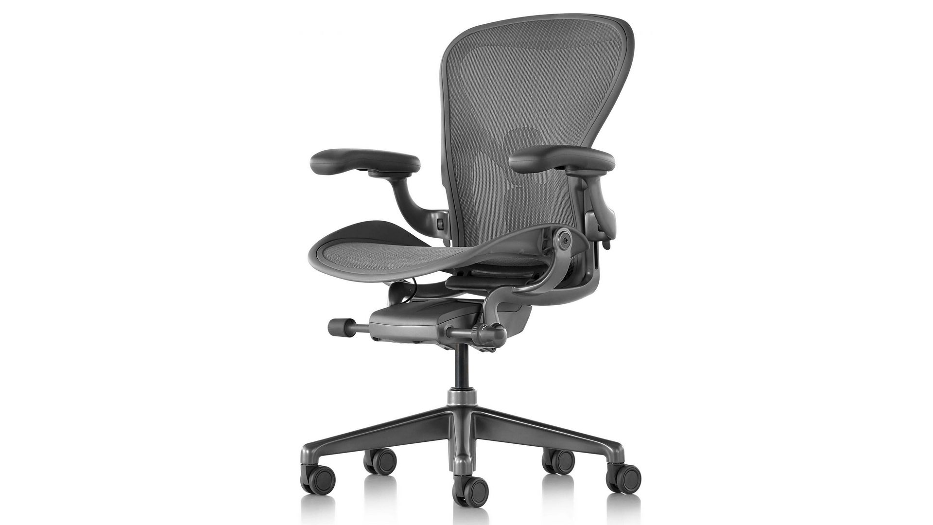 Ghế công thái học Herman Miller Aeron – Màu xám | Size B | Chân Hợp Kim