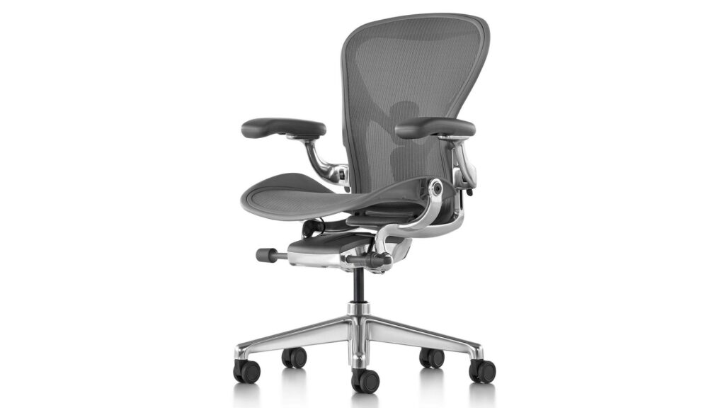 Ghế công thái học Herman Miller Aeron - Màu xám | Size B | Chân nhôm 4 Ghế công thái học Herman Miller Aeron - Màu xám | Size B | Chân nhôm