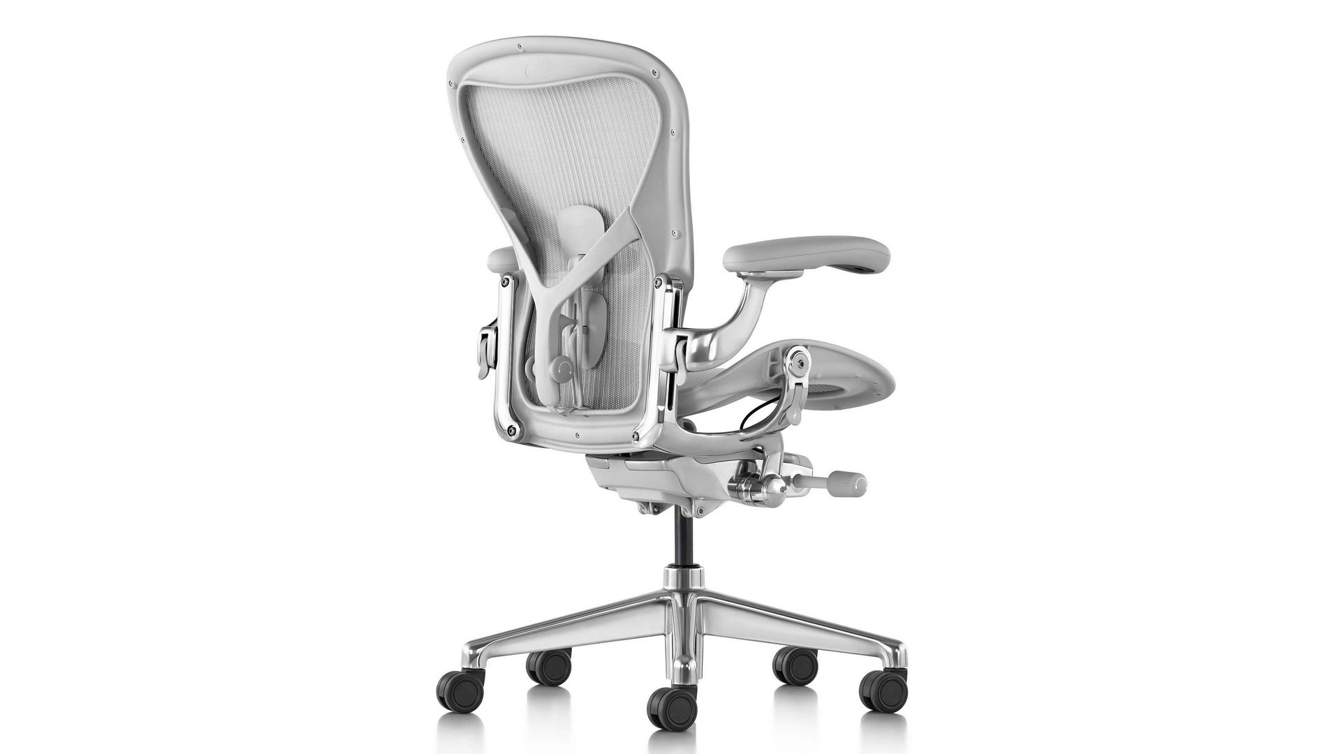 Ghế công thái học Herman Miller Aeron – Màu trắng | Size B | Chân nhôm