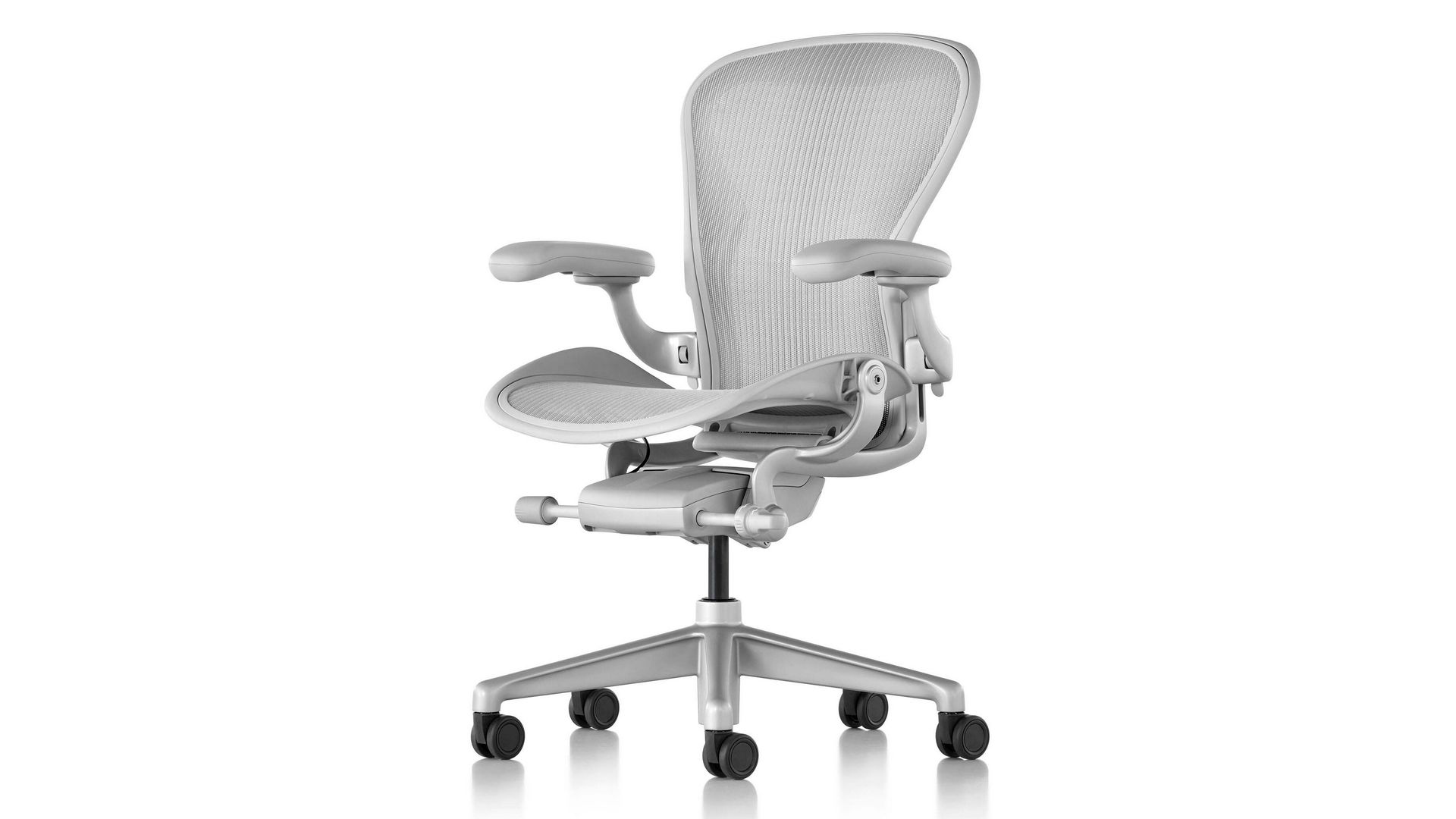 Ghế công thái học Herman Miller Aeron – Màu trắng | Size B | Chân nhôm