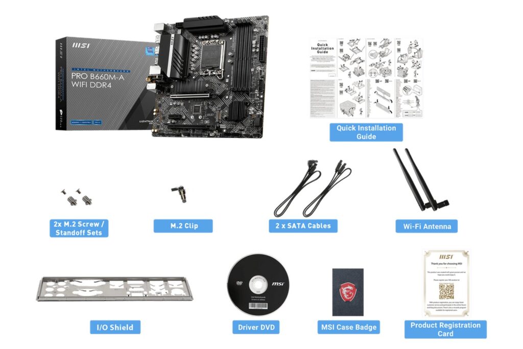 Mainboard MSI PRO B660M-A WIFI DDR4 (LGA1700 | 4 Khe RAM | M-ATX)