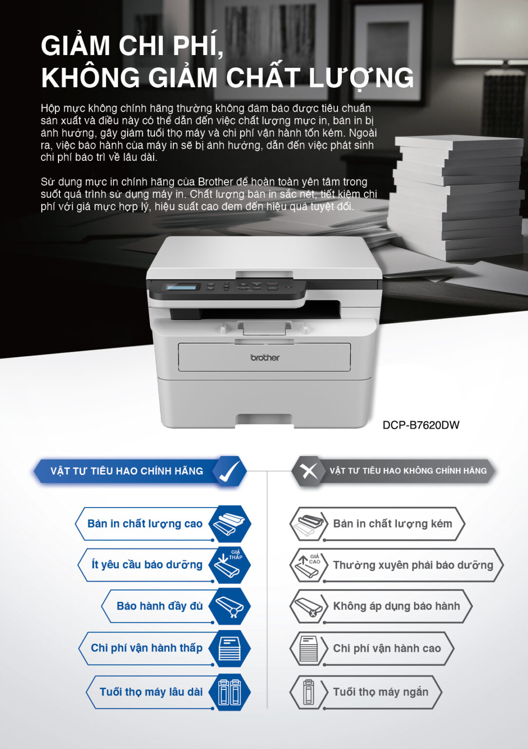 Máy in Brother DCP-B7620DW - in trắng đen đa năng không fax - Ảnh 3