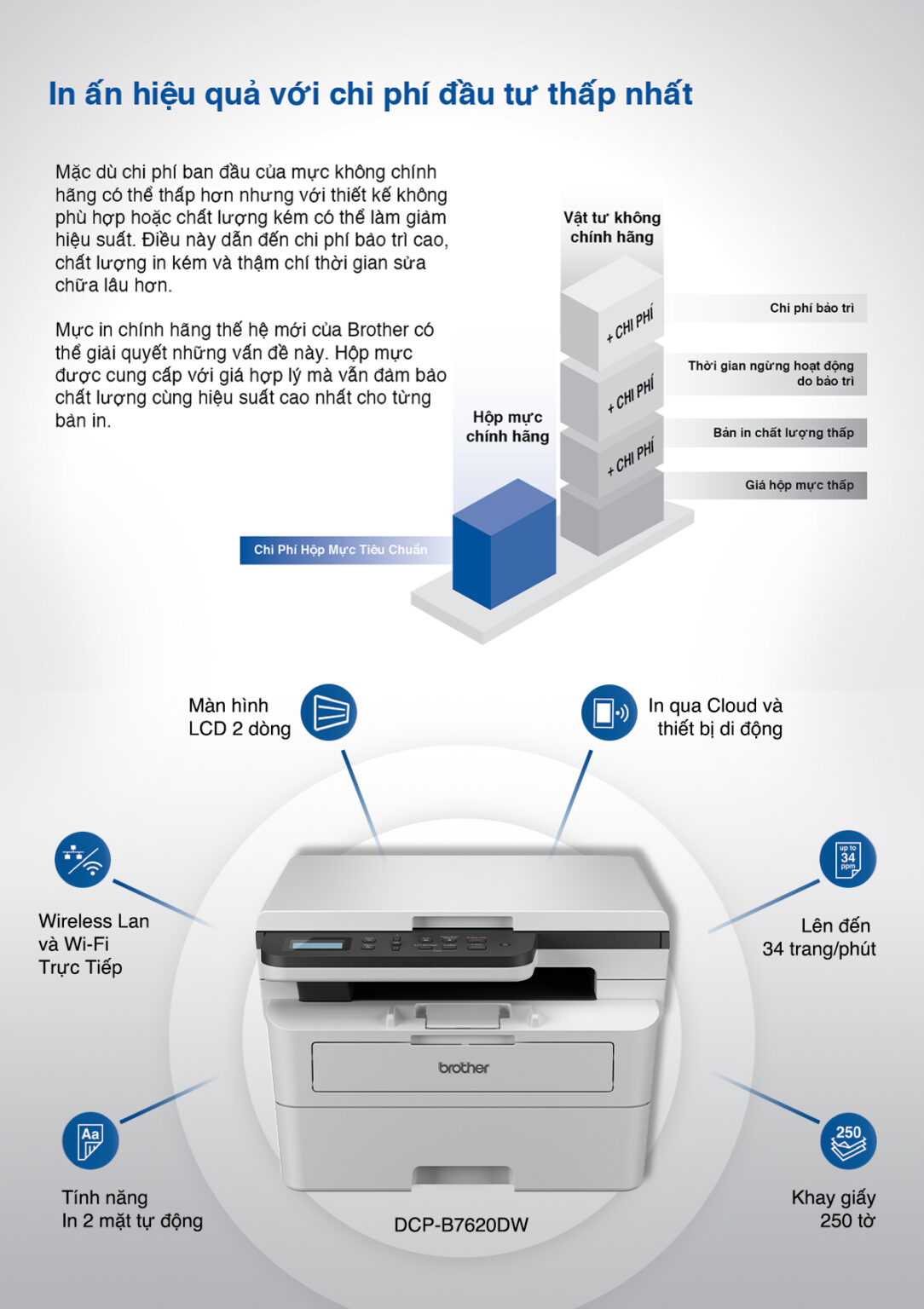 Máy in Brother DCP-B7620DW - in trắng đen đa năng không fax - Ảnh 5