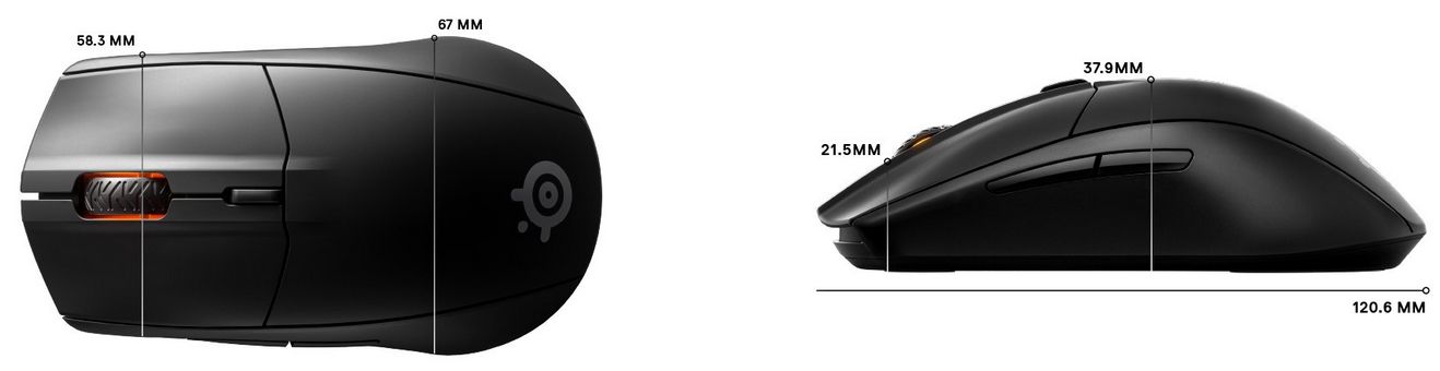Kích thước Chuột Steelseries Rival 3 Wireless